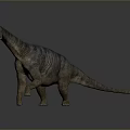 Realistic 3D Dinosaur Model With Long Neck Tail Gray Skin And Standing Pose