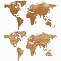 Decorative Wooden World Maps With Detailed Geographic Design For Wall Art