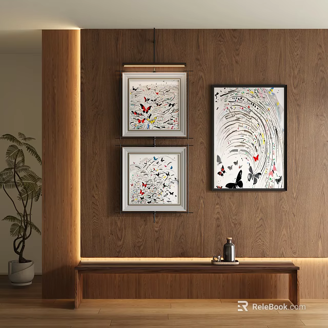 Modern Abstract Paintings With Colorful Butterfly Patterns For Home Wall Decor 3d model 