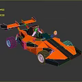 Lego Orange And Black Race Car With Rear Wing Cockpit And Wheels