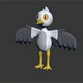 3D Animated Bird Character With White Body Gray Wings And Yellow Feet