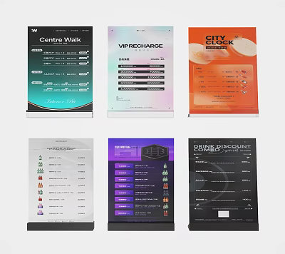 Themed Poster Decorative Display Set With Various Colorful Design Styles 3d model