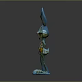 Blue Cartoon Rabbit Sculpture With Large Ears In Cheerful Standing Pose