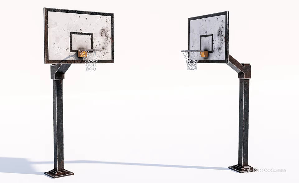 Basketball Hoops As Sports Equipment With Backboards Rims Nets And Sturdy Steel Frames 3d model 