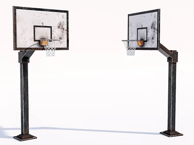 Basketball Hoops As Sports Equipment With Backboards Rims Nets And Sturdy Steel Frames 3d model