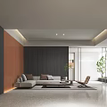 Modern Minimalist Service Hall Interior With Sofa Chair And Decor