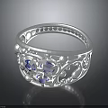 Exquisite Silver Ring Featuring Detailed Filigree Patterns Blue Gemstones And Beaded Edges