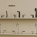 Stylish Poliform Faucets Displayed On Shelves With Various Design Styles