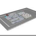 Industrial Equipment Layout Featuring Large Storage Tanks Towers Piping Systems And Platform Structures