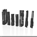 Modern Black And Silver Architectural Models With Varying Height Rectangular Structures And Geometric Lines