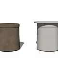 Two Brown And White Cylindrical Ottoman Stools With Modern Stylish Design 3d model