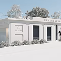 Green And White Garbage House With BOK Sign Plants Trees And Sidewalk