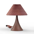 Stylish Brown Pleated Lampshade Table Lamp With Conical Base Design 3d model