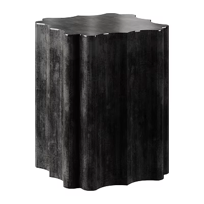 Dark Modern Wooden Side Table With Scalloped Design And Natural Wood Grain Texture 3d model