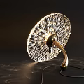 Unique Shaped Abstract Table Lamp With Radiant Light Lines And Modern Artistic Brass Base