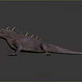 Spiked Purple Lizard Creature With Sharp Teeth And Detailed Skin Texture Standing On Reflective Surface