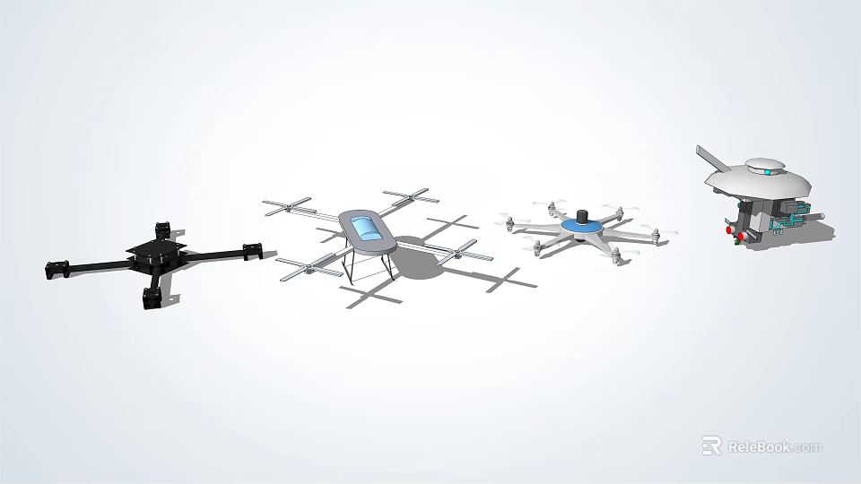 Smart Machines Various Drone Models With Different Designs And Features 3d model 