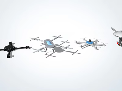 Smart Machines Various Drone Models With Different Designs And Features 3d model