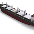 Large Commercial Cargo Ship With Multiple Deck Areas And Upper Storage Structures 3d model