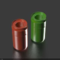 Stylish Household Trash Cans With Red And Green Cylindrical Design
