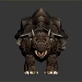 Mythical Turtle With Rock Like Shell Horned Head Rough Skin And Spiked Tail