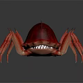 Red Crab With Spiky Shell And Multiple Legs On Dark Background With Reflection