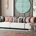 New Chinese-style three-person sofa 3d model