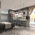 Modern Bedroom Interior With Green Bedding Marble Floor Wall Art And Side Tables