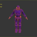 Blue Armored Robot Character With Orange Accents And 3D Model Design