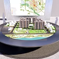 Commercial Display Equipment for Architectural Model with Rotating Circular Platform and Detailed City Layout