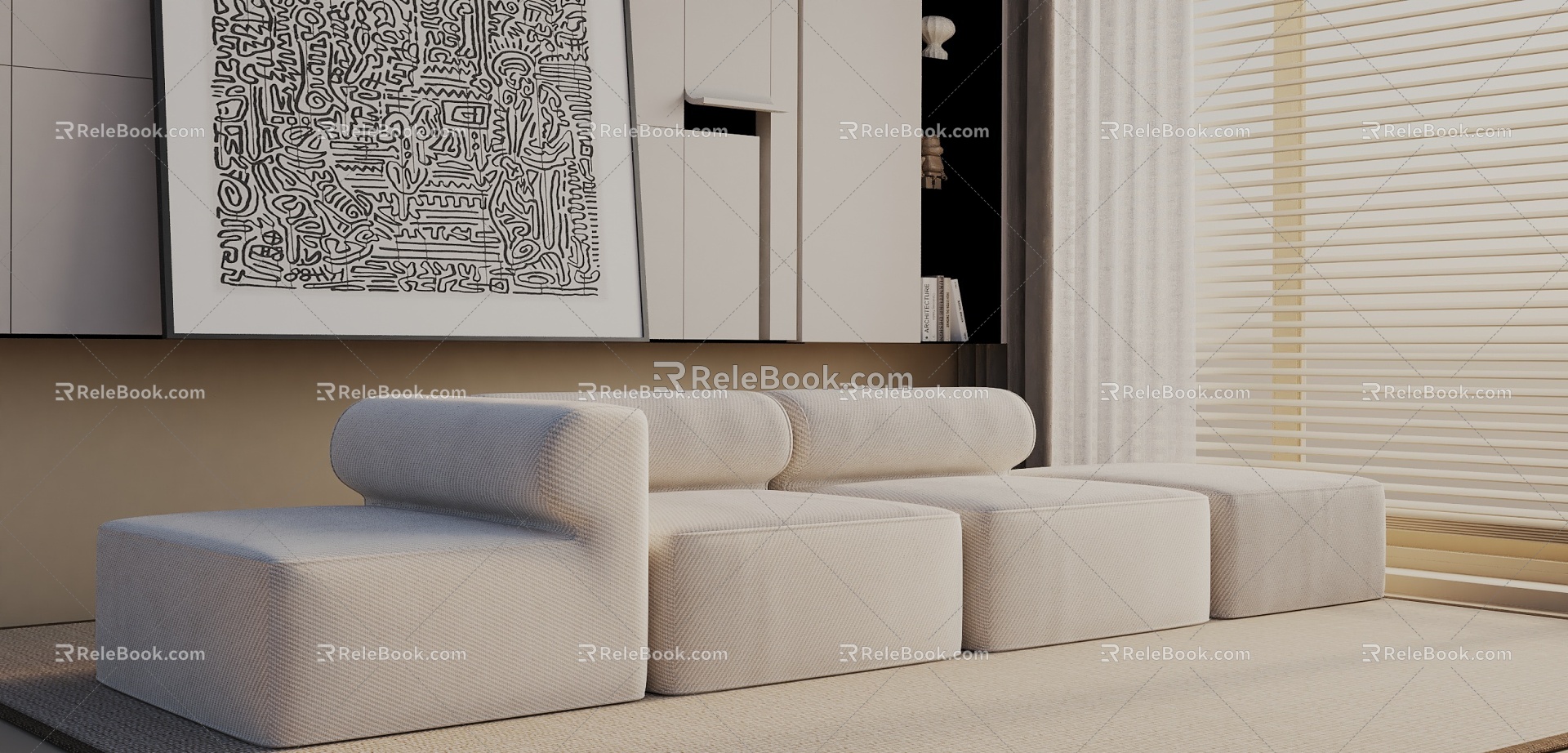 Three-seat sofa 3d model