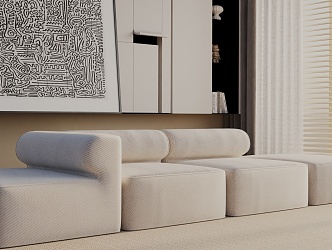 Three-seat sofa 3d model