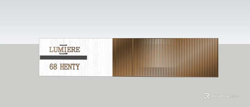 Modern Feature Wall Design With Wooden Slats And Metal Strips For Interior Space Decoration 3d model 