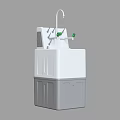 Functional School Handwashing Station With White Gray Body And Green Control Knobs 3d model