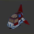 Red And White Volkswagen Toy Vehicle With Rocket Tail And Classic Design