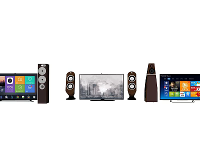 Modern Home Theater Sound System With Speakers And TV Entertainment Setup 3d model