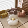 Lazy Sofa Leisure Lazy Sofa Decorative Painting Grille Background Wall 3d model