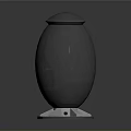 Modern Black Recycling Bin Featuring Silver Base And Yellow Symbol On Gray Background