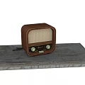 Vintage Brown Audio Speaker with Classic Knobs Placed on Wooden Platform Retro Design 3d model