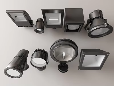 Modern Black Downlights and Spotlights with Various Design Styles for Indoor Lighting 3d model