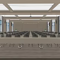 Conference Room Interior Design With Arranged Tables Chairs Projector Wooden Ceiling And Flooring