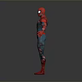 SpiderMan Character In Red And Blue Torn Suit Standing With Arms Outstretched