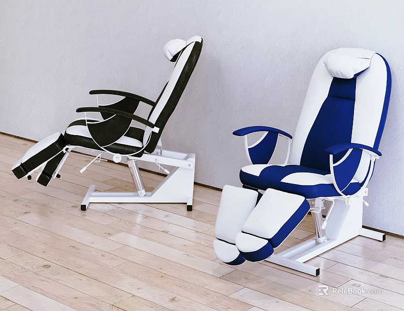 Modern Two Tone Massage Chair Design With Black White And Blue White Color Upholstery 3d model 