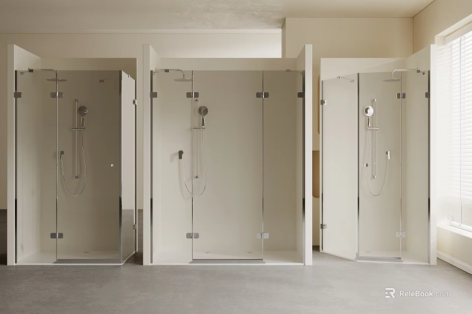 Modern Shower Head In Glass Door Shower Cubicles For Bathroom Design 3d model 