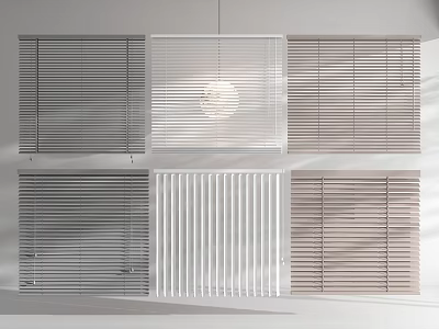 Six Different Stylish Window Blinds in Modern Designs and Various Colors 3d model