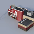 Modern KFC Restaurant Exterior With Red Building Facade And Brand Signage