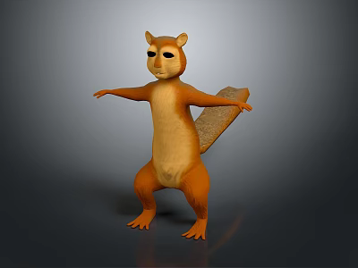 Cute Anthropomorphic Squirrel Character Standing With Outstretched Arms 3D Art Design 3d model