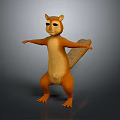 Cute Anthropomorphic Squirrel Character Standing With Outstretched Arms 3D Art Design 3d model
