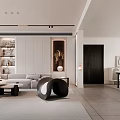 Modern Living Room With Sofa Unique Coffee Table And Shelves