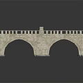 Classic Stone Arch Bridge Structure With Tiled Deck And Ornate Parapets 3d model